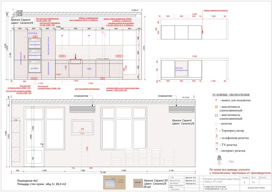 Кухонная мебель вид сбоку чертеж