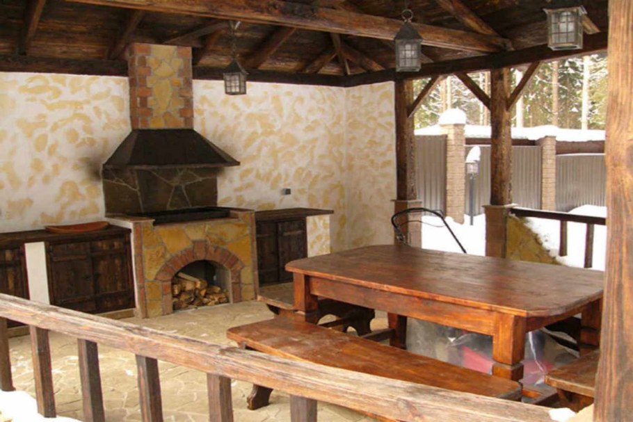 Летняя кухня из кирпича