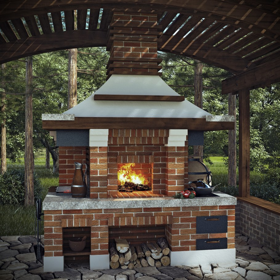 Мангальная зона с тандыром казаном и мангалом