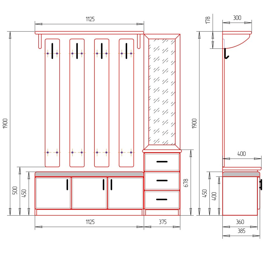 Прихожая Размеры