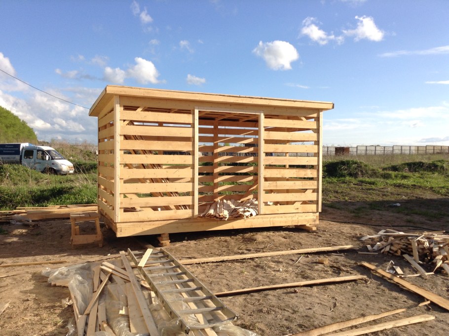 Чертеж металлического односкатного навеса 6м