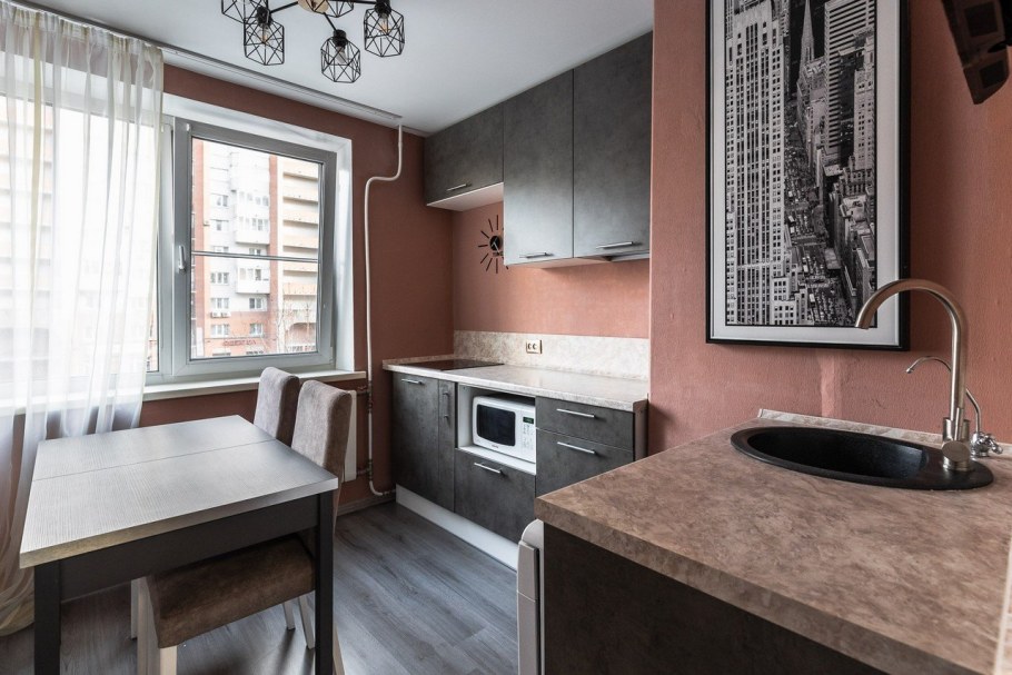 Кухня в хрущевке под бетон в интерьере