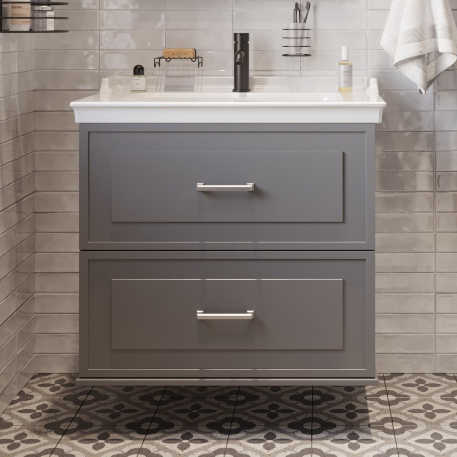 Тумба с раковиной stworki Эстерсунд 75 белая матовая