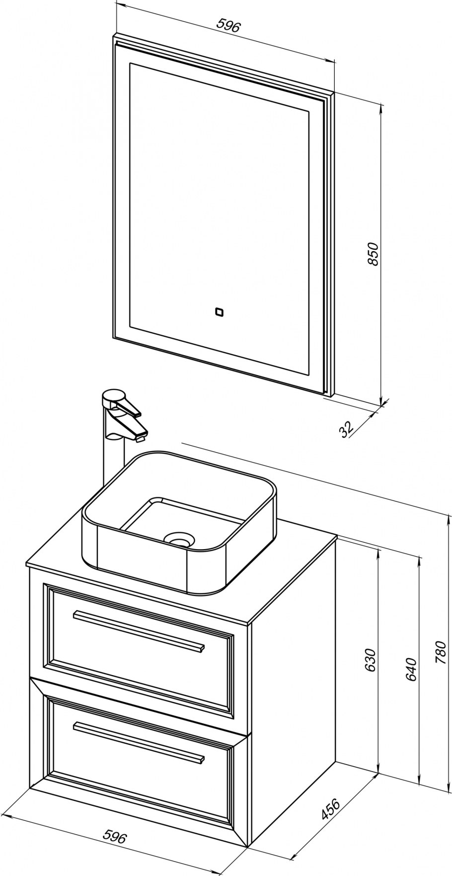 Тумба с раковиной stworki Эстерсунд 75 белая матовая
