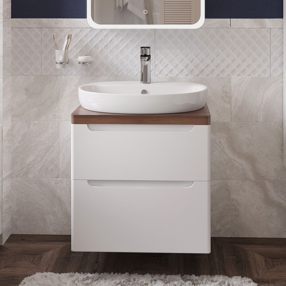 Тумба с раковиной stworki Эстерсунд 75 белая матовая