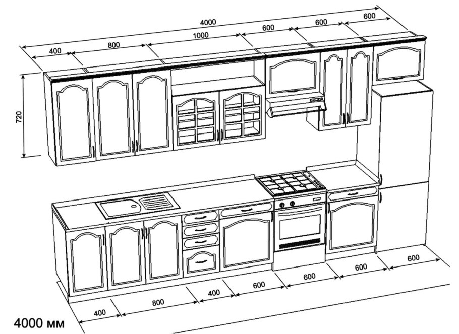 Проект кухни угловой