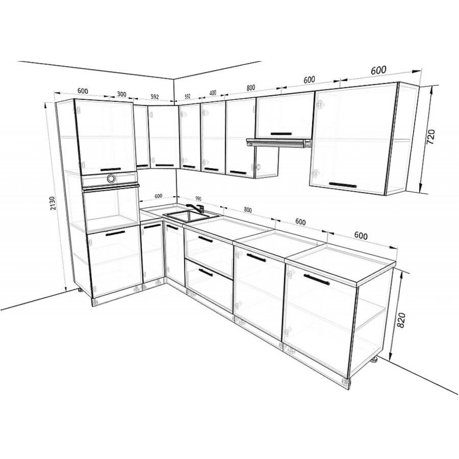 Чертеж прямой кухни