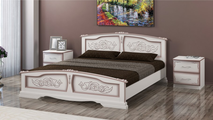 Кровать Карина 6 белый жемчуг Браво мебель