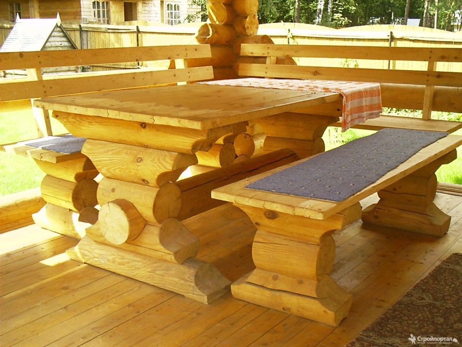 Мебель из бревна оцилиндровки бензопилой