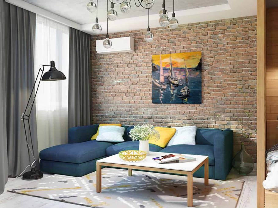 Сочетание серого и бирюзового в интерьере