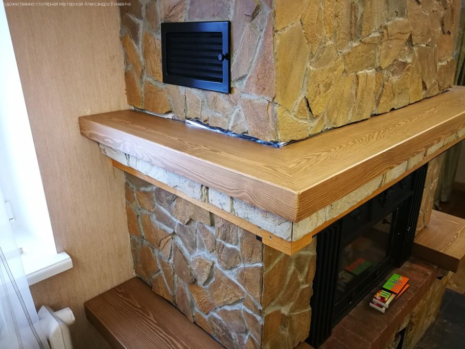 Каминная полка из бруса