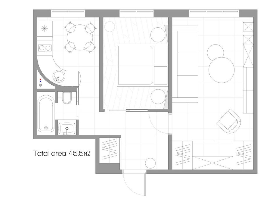План расстановки мебели в двухкомнатной квартире