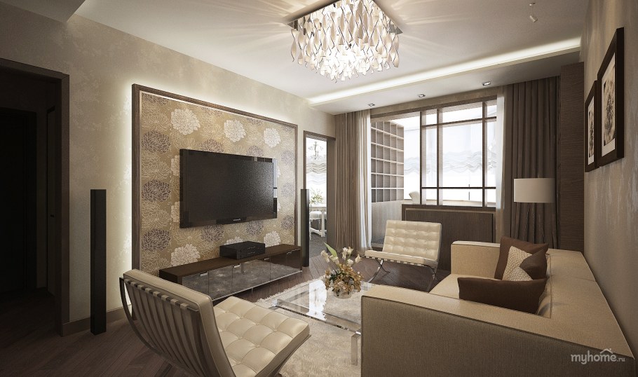 Интерьер гостиной п44т трехкомнатная