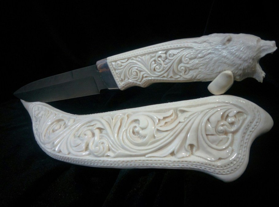 Резьба по кости Холмогорская кинжал