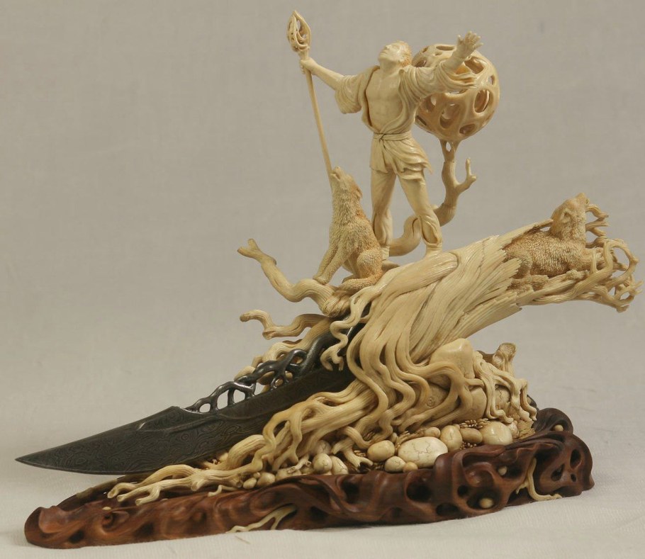 Резьба по кости Холмогорская кинжал