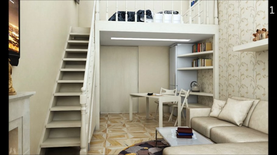 Антресольный этаж в студии 20 кв.м