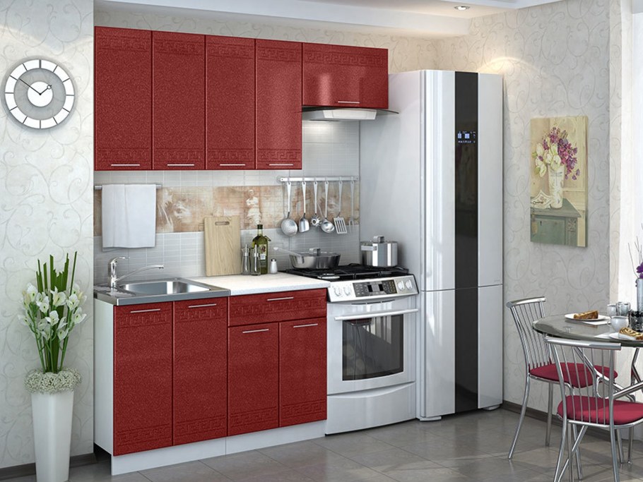 Кухня Валерия красный страйп