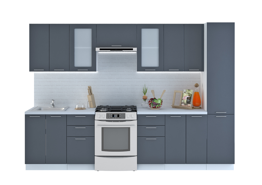 Кухня Валерия страйп черно белая