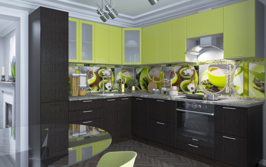 Кухня Валерия страйп красный и белый