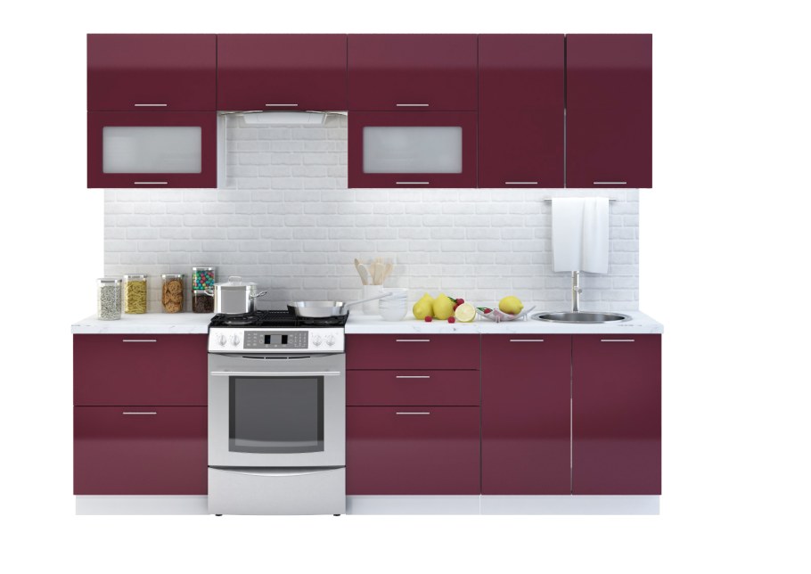 Кухня Валерия Сурская мебель модули бордовая