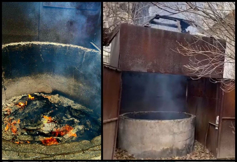 Сжигание мусора в бетонном кольце