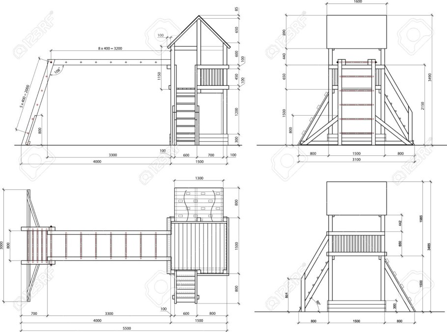 Деревянная детская площадка чертеж