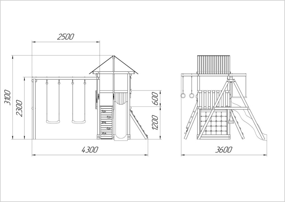 Детский игровой комплекс Сибирика с 2-я горками