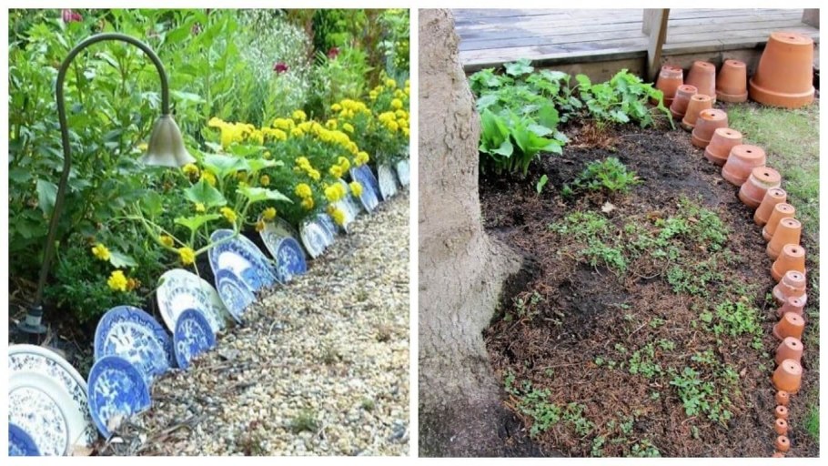 Бордюр для клумбы из бутылок