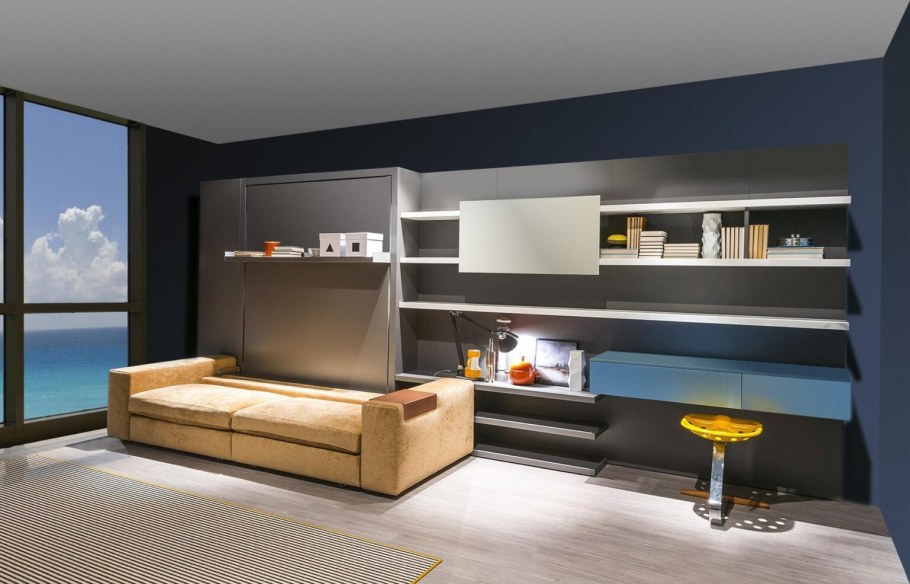 Стеллаж вокруг дивана