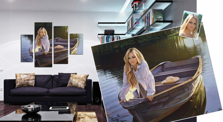 Композиция из фотографий на стене