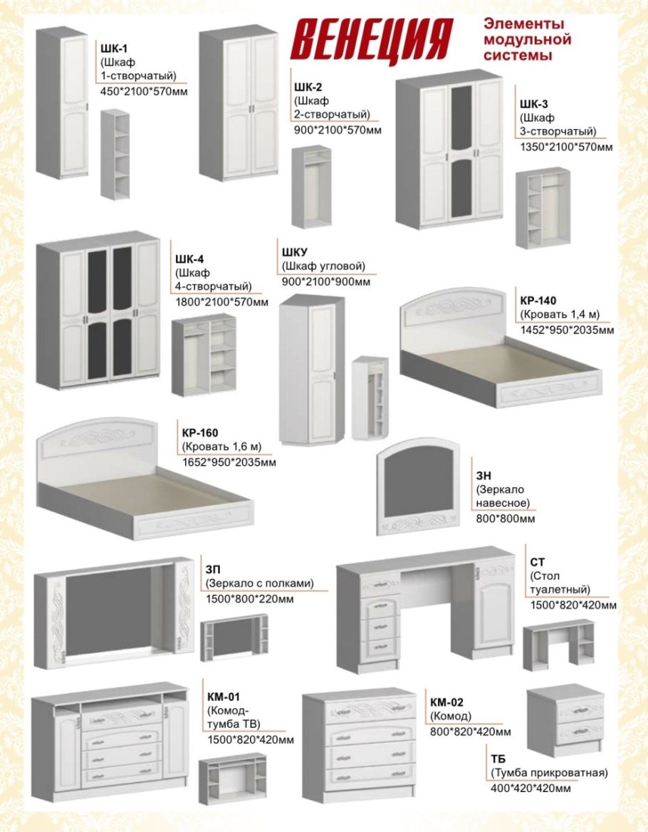 Тумба прикроватная Венеция жемчуг