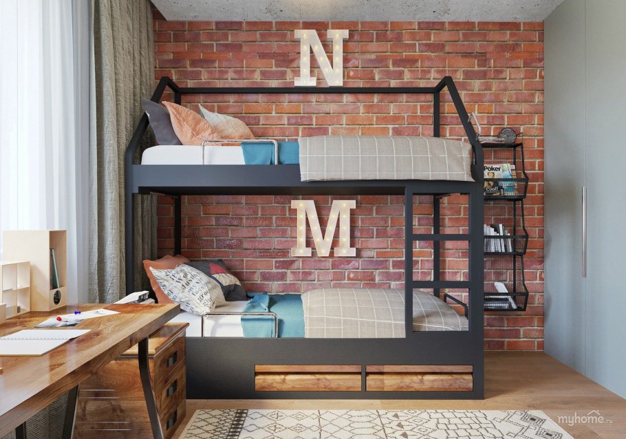 Детская в стиле лофт для двоих мальчиков