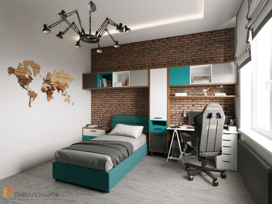 Комната в стиле лофт для подростка мальчика