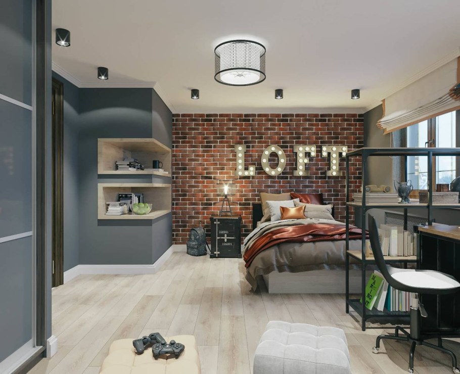 Комната в стиле лофт для парня 12кв м