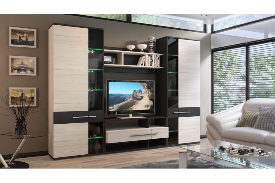 Стенка Оскар белый глянец Союз мебель