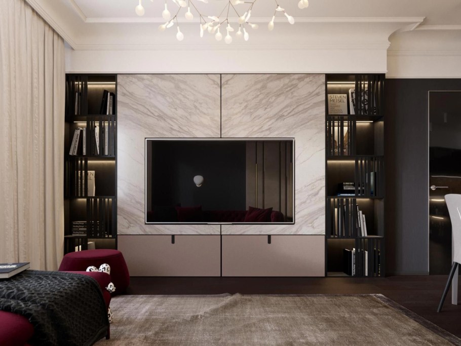 Стенка в гостиную с полками