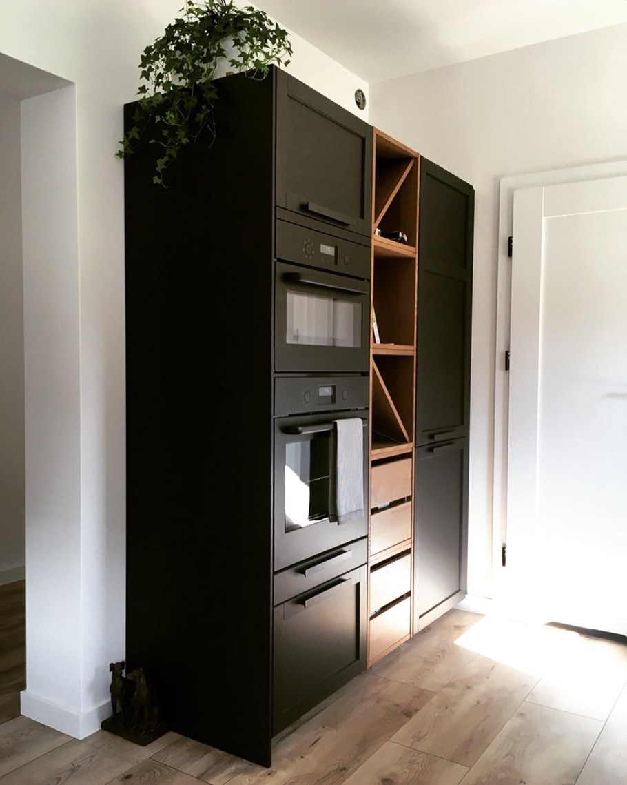 Икеа кухня Лерхюттан серый в интерьере