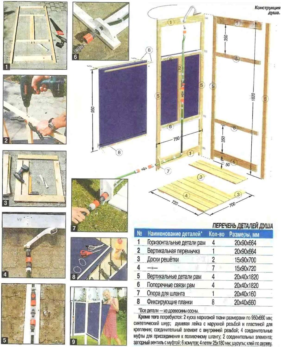 Летний душ 2 на 1 чертеж