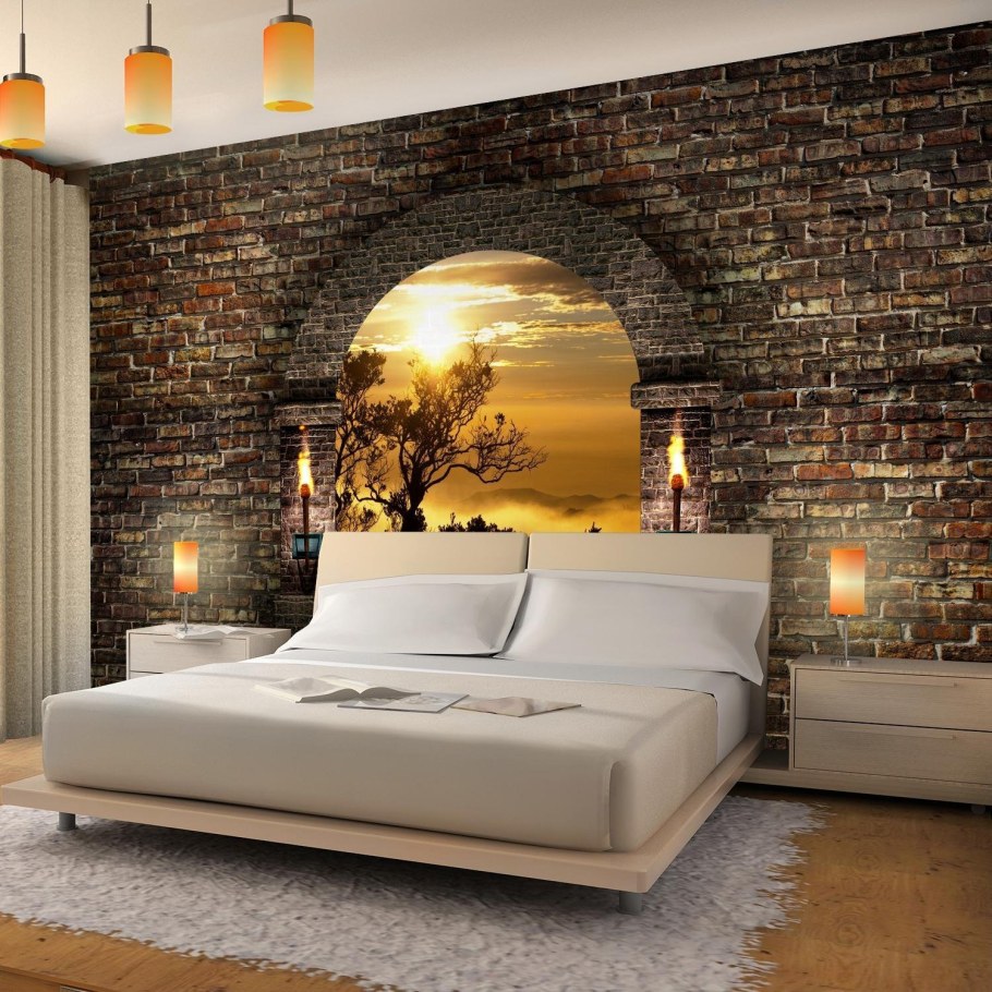 Декоративный кирпич в спальне