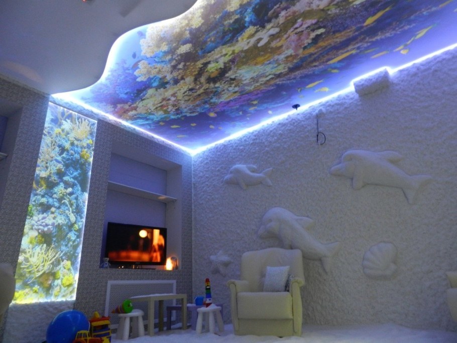 Натяжные потолки фотопечать с подсветкой