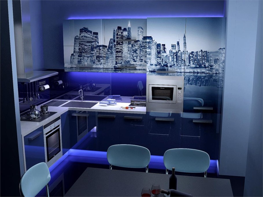 Кухни в стиле ночного города
