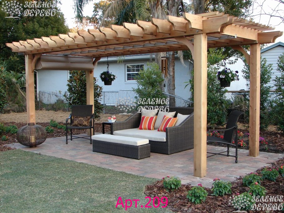 Беседка с односкатной крышей 20м2