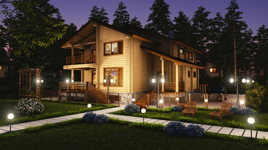 Дом вечером