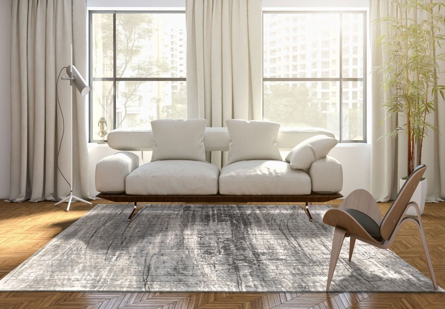 Белый ковер в гостиную