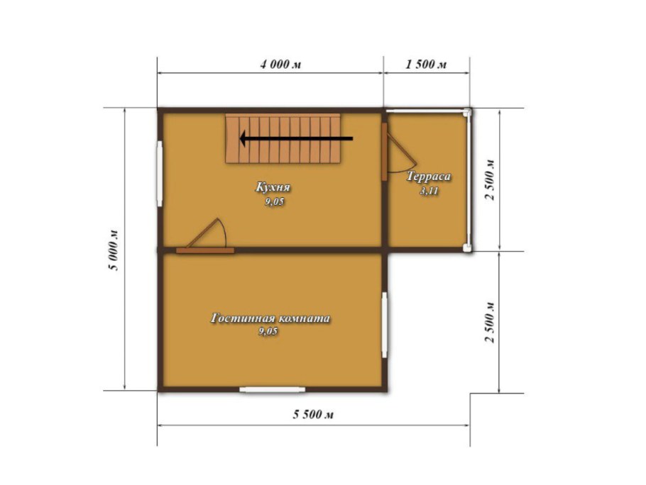 Планировка домика садового 5,5 х 5,5