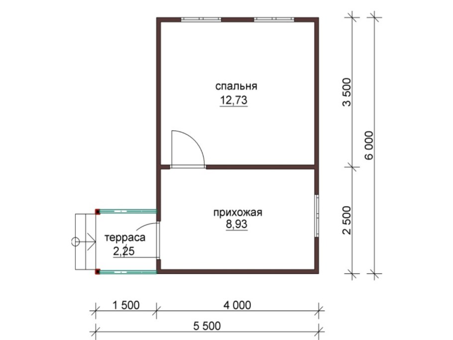 Дачный каркасный домик 6х4 планировка