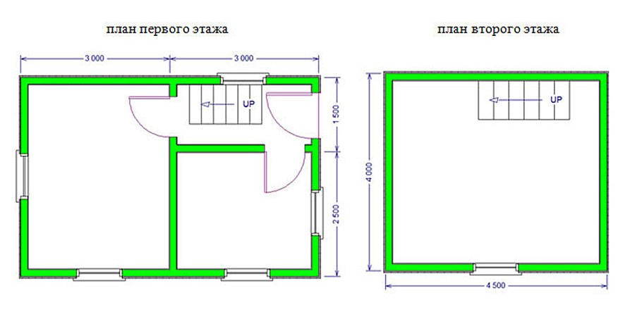 Планировка дома из бруса 6х6 с мансардой
