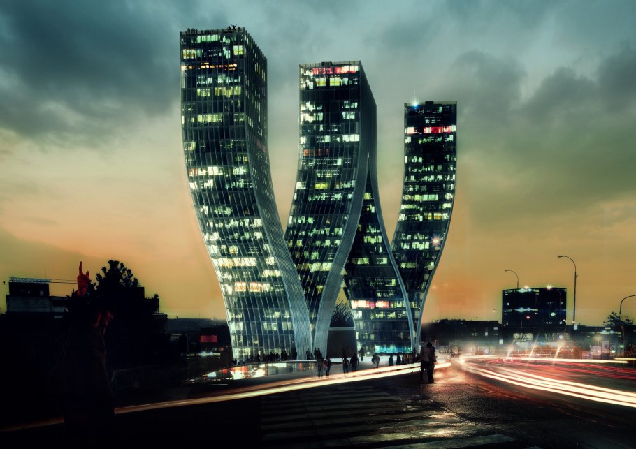 Здание в форме буквы м