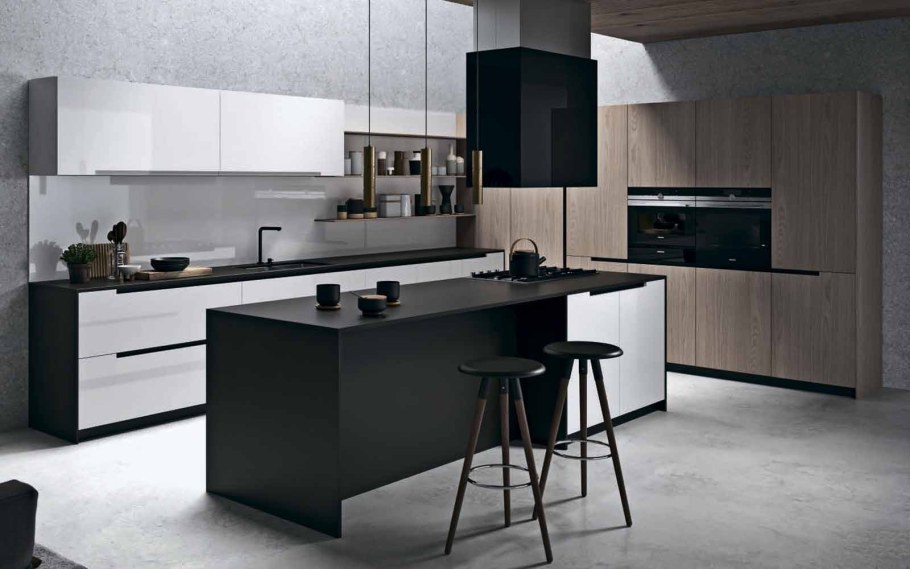 Кухня "Валерия-м страйп" черная