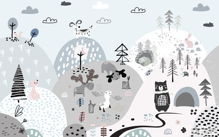 Детские фотообои в скандинавском стиле